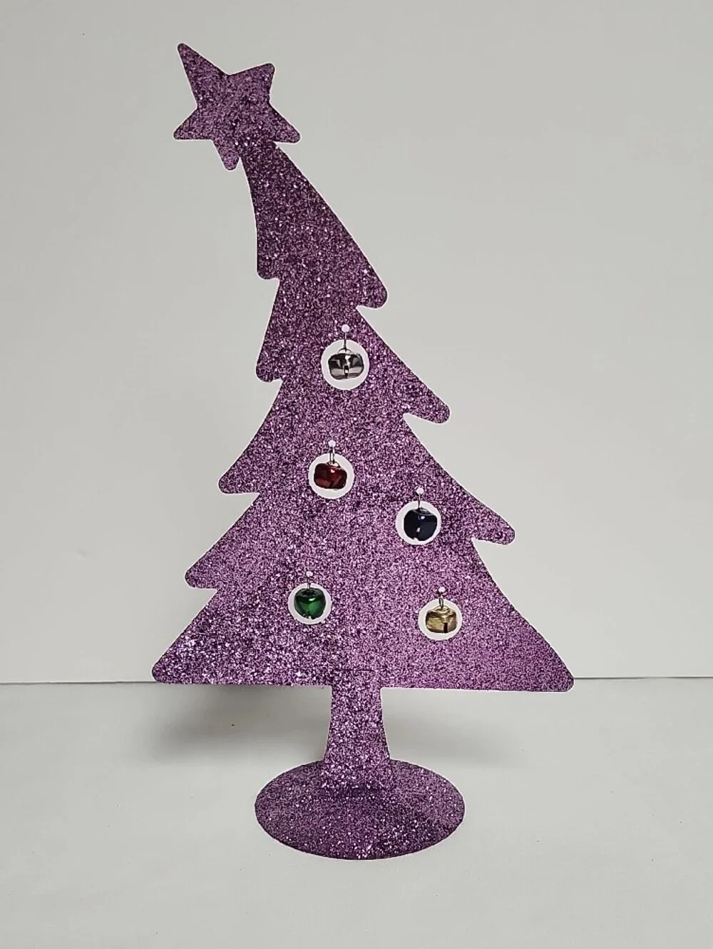 Glitter Purple Christmas Tree Table Decor - Unbranded